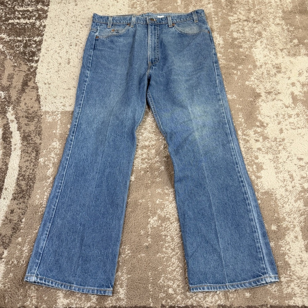 Vintage Levis 517 Bootcut Jeans Mens 40x30 Fits 38x30 Orange Tab USA 90s Blue